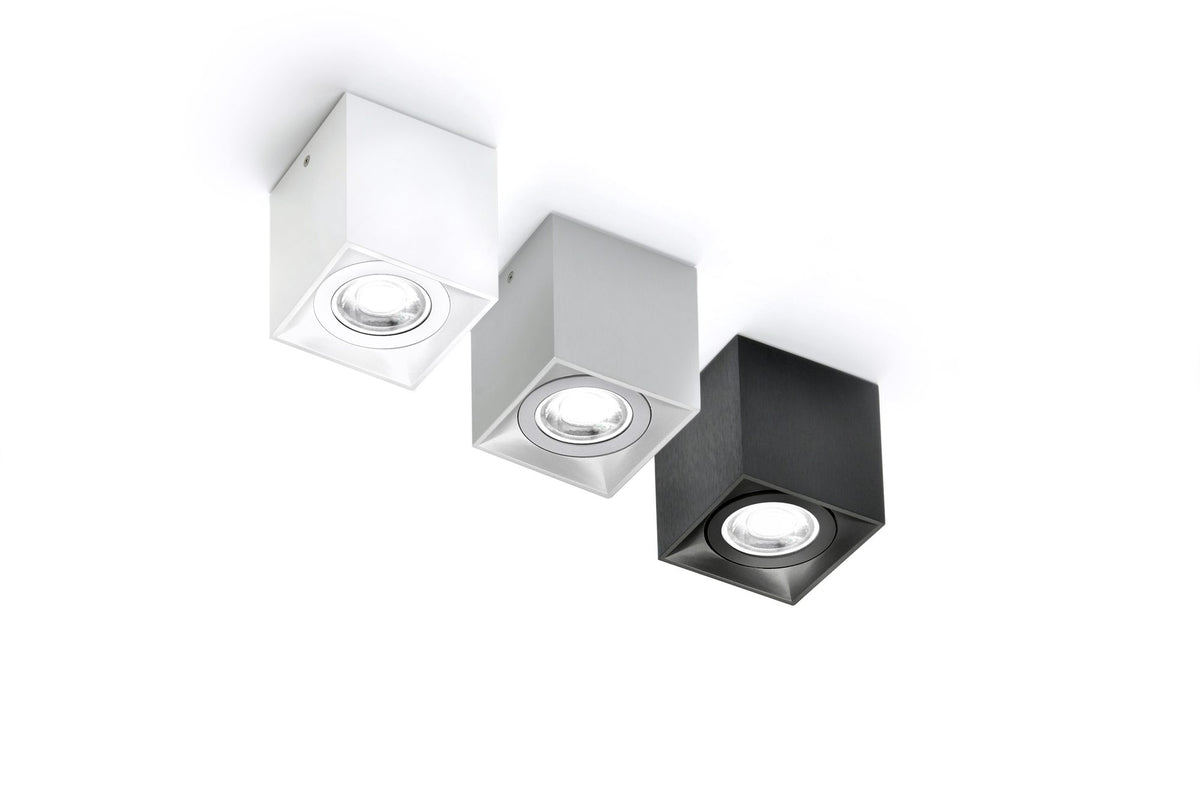 Plafón técnico de 1 luz GU10 – Milan Dau 80 – perfil de aluminio extruido de 80 mm, 3 acabados