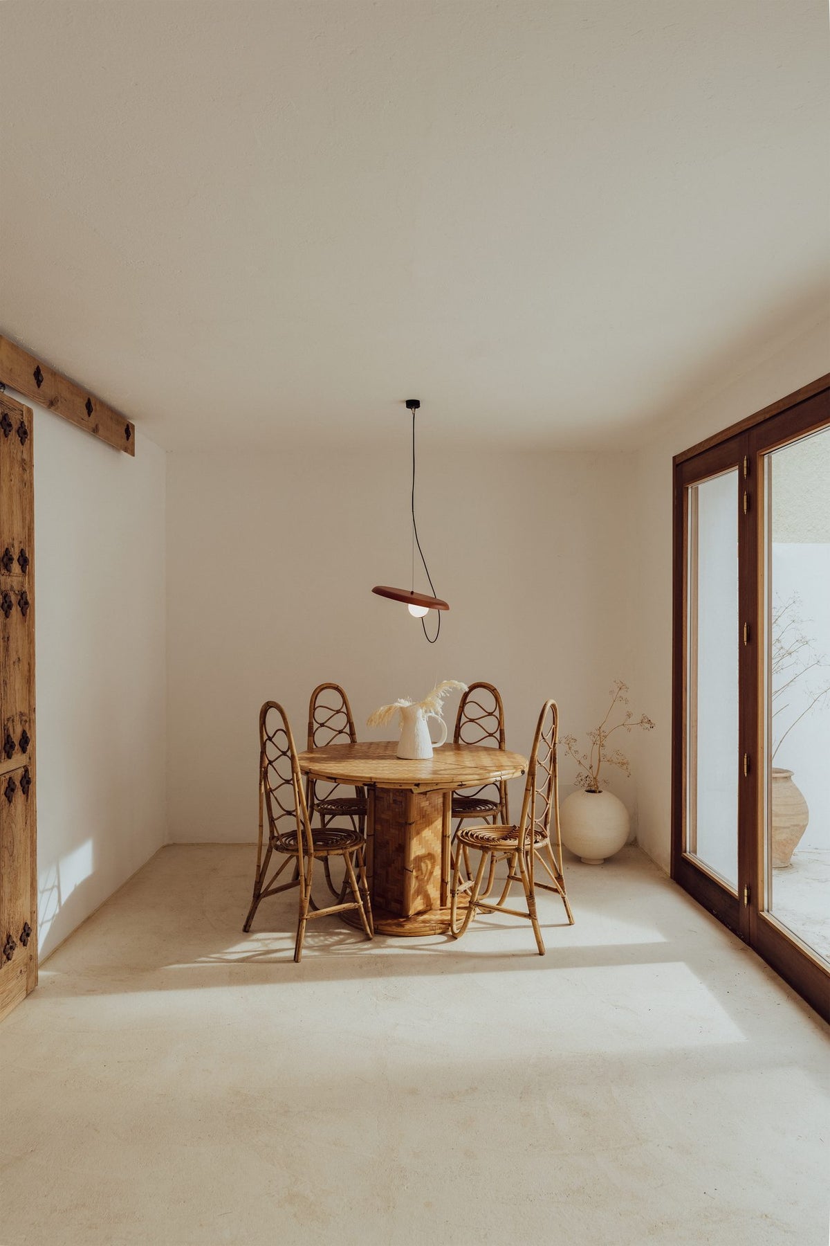 Lámpara colgante – Milan Wire – tulipa de cristal conectada a pantalla textil mediante un hilo, 3 acabados