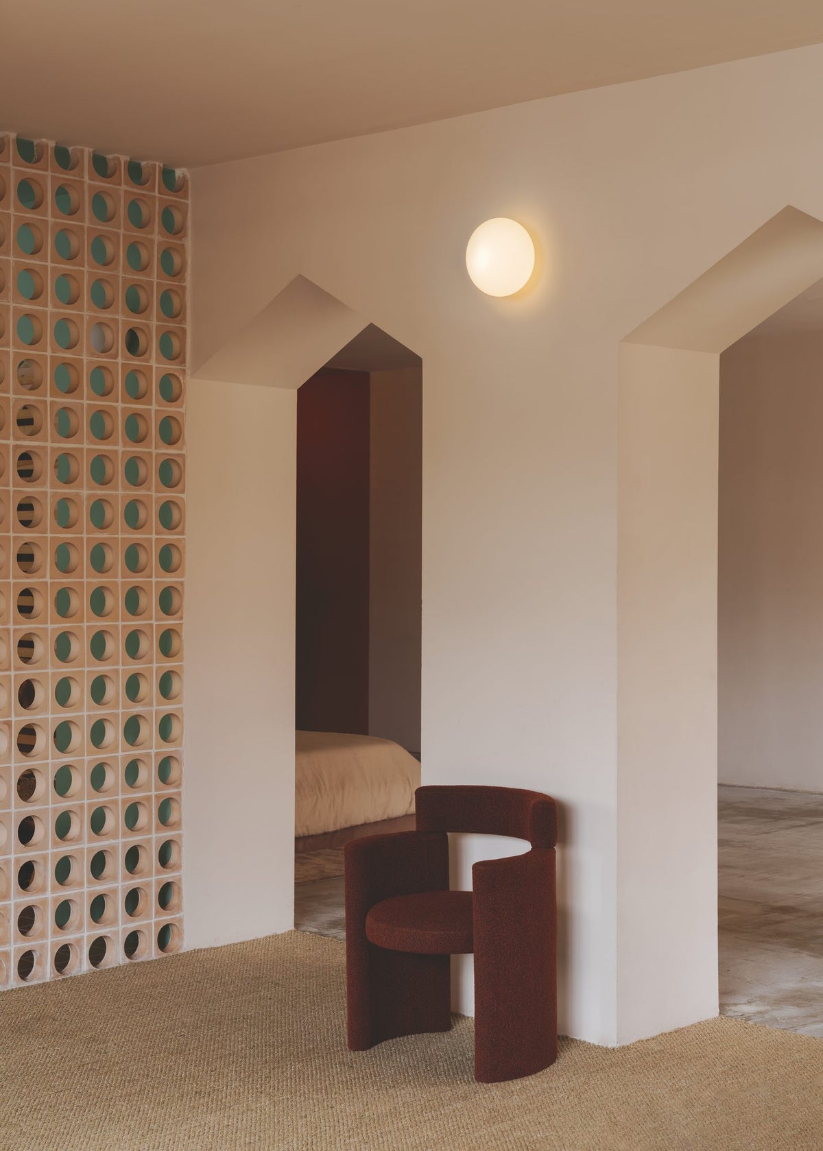 Aplique de pared – Milan Span – esfera de vidrio soplado, acabado negro texturado