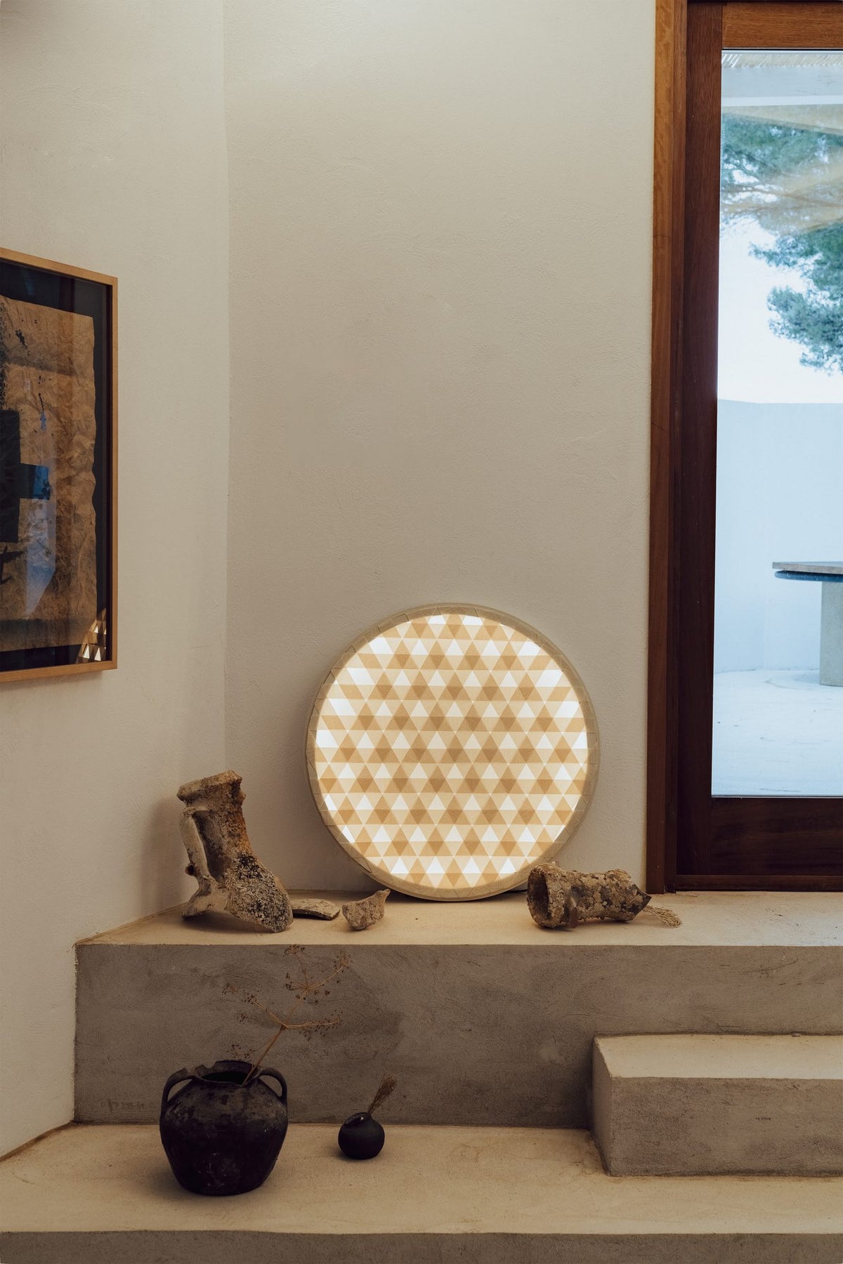 Aplique de pared – Milan Loom – aro de madera DM con tira LED integrada, acabado blanco