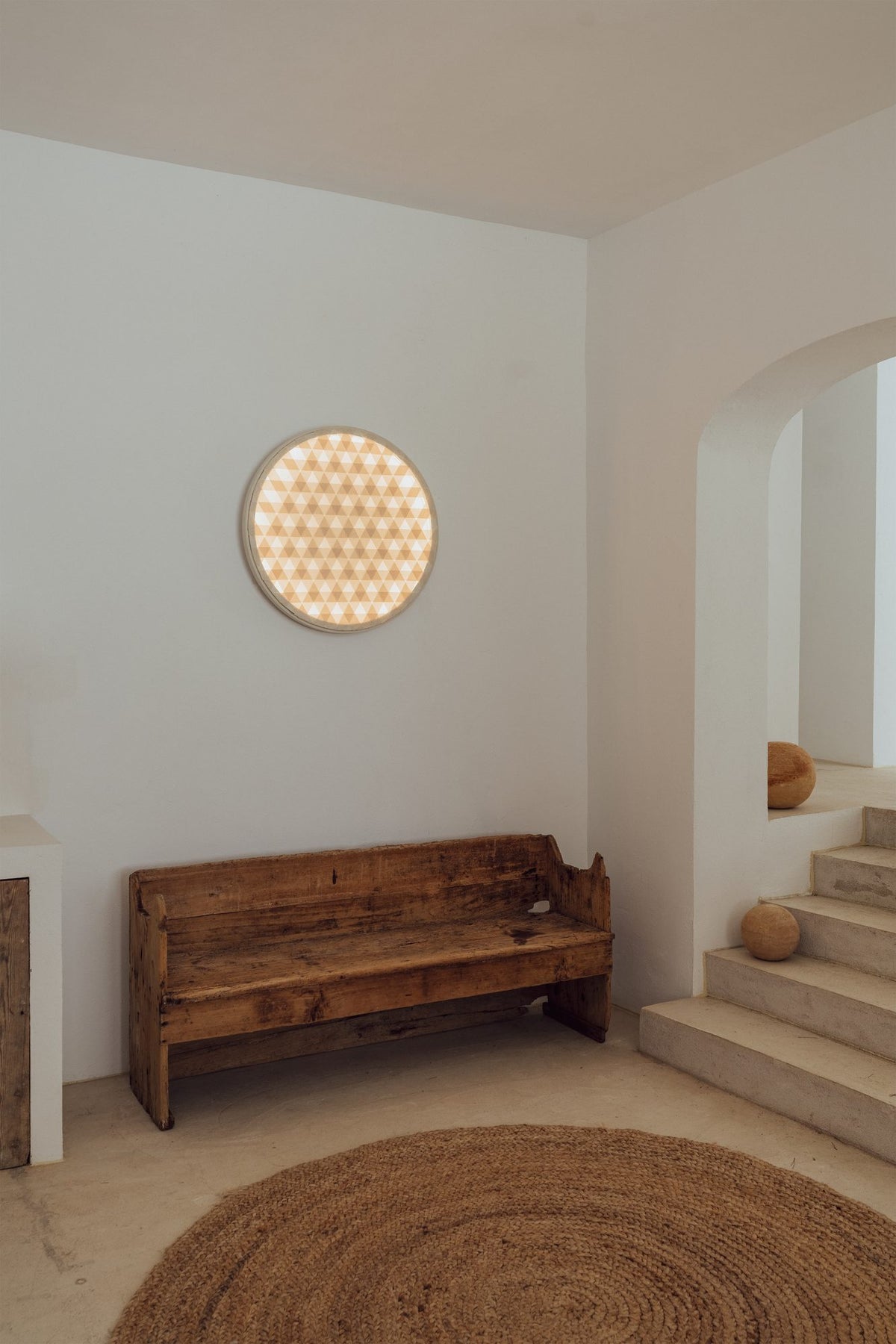 Aplique de pared – Milan Loom – aro de madera DM con tira LED integrada, acabado blanco